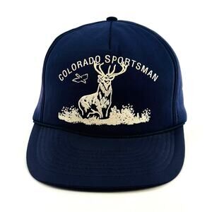 Vtg Hunting Hat Cap SnapBack Blue Colorado Sportsman Outdoorsman Conservation